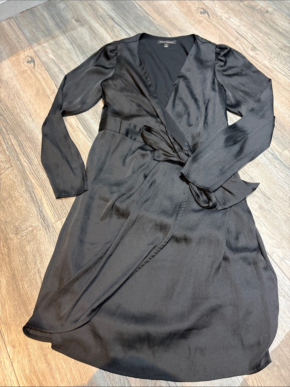 Banana Republic Black Satin Wrap Dress with Tie